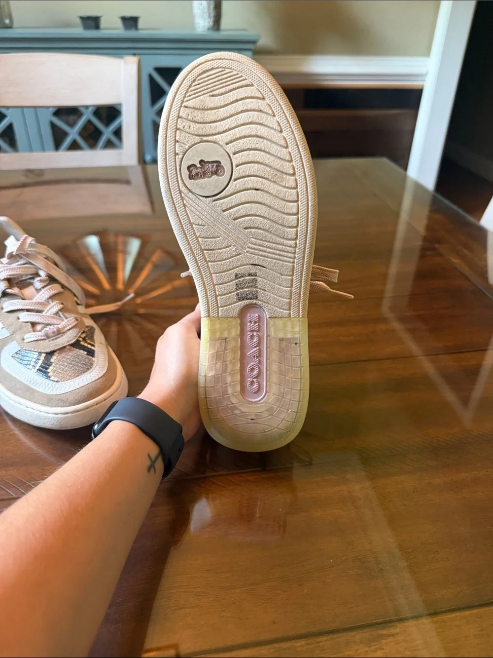 Coach Pink & Snake-Print Low-Top Sneakers
